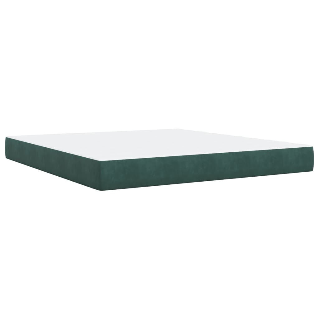 vidaXL Κρεβάτι Boxspring με Στρώμα Σκούρο Πράσινο 180x200εκ. Βελούδινο