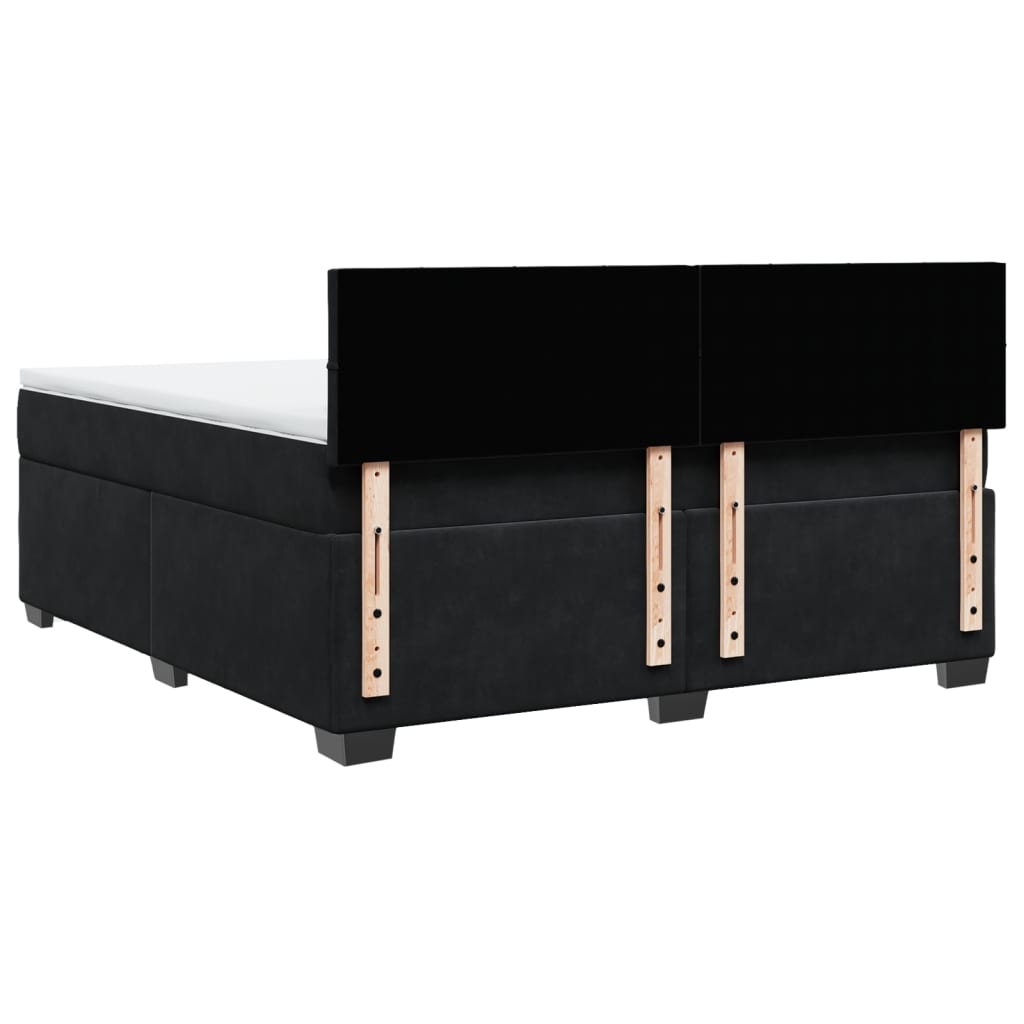 vidaXL Κρεβάτι Boxspring με Στρώμα Μαύρο 180x200 εκ. Βελούδινο