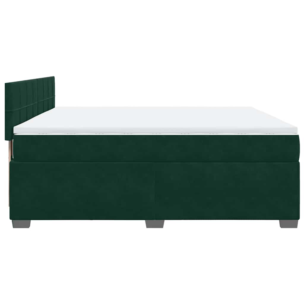vidaXL Κρεβάτι Boxspring με Στρώμα Σκούρο Πράσινο 180x200εκ. Βελούδινο