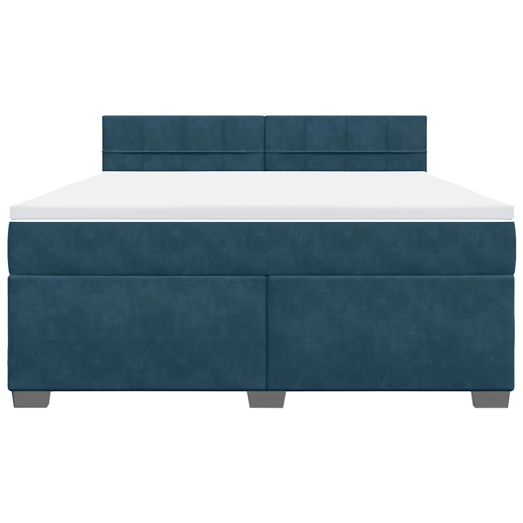 vidaXL Κρεβάτι Boxspring με Στρώμα Μπλε 180x200 εκ. Βελούδινο
