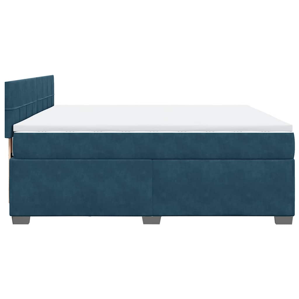 vidaXL Κρεβάτι Boxspring με Στρώμα Μπλε 180x200 εκ. Βελούδινο
