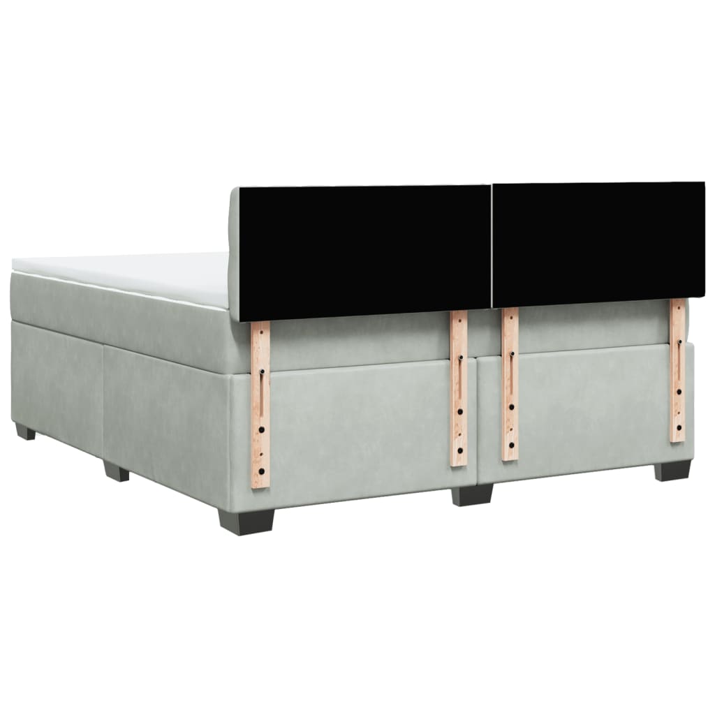 vidaXL Κρεβάτι Boxspring με Στρώμα Ανοιχτό Γκρι 180x200 εκ. Βελούδινο