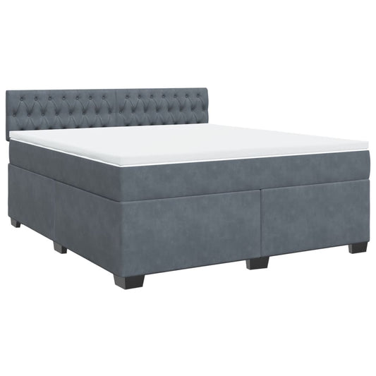 vidaXL Κρεβάτι Boxspring με Στρώμα Σκούρο Γκρι 180x200 εκ. Βελούδινο