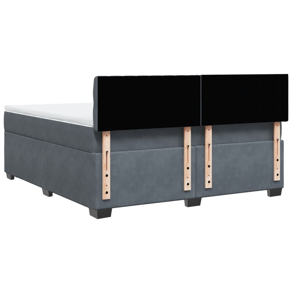 vidaXL Κρεβάτι Boxspring με Στρώμα Σκούρο Γκρι 180x200 εκ. Βελούδινο