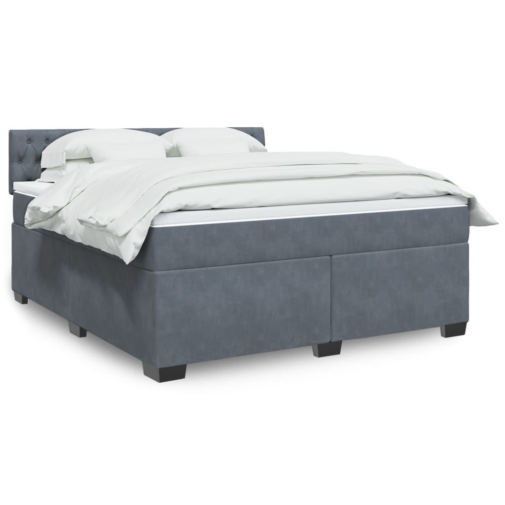 vidaXL Κρεβάτι Boxspring με Στρώμα Σκούρο Γκρι 180x200 εκ. Βελούδινο