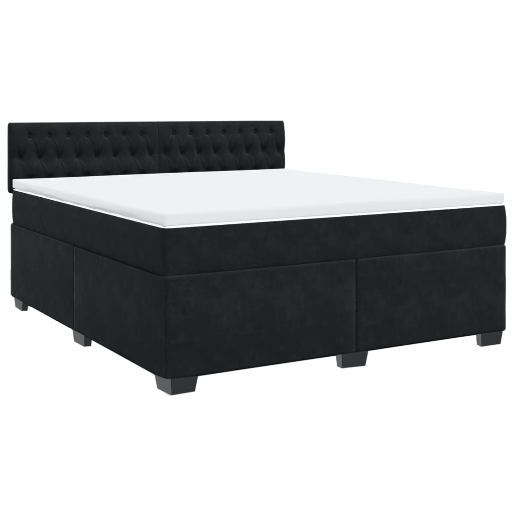 vidaXL Κρεβάτι Boxspring με Στρώμα Μαύρο 180x200 εκ. Βελούδινο