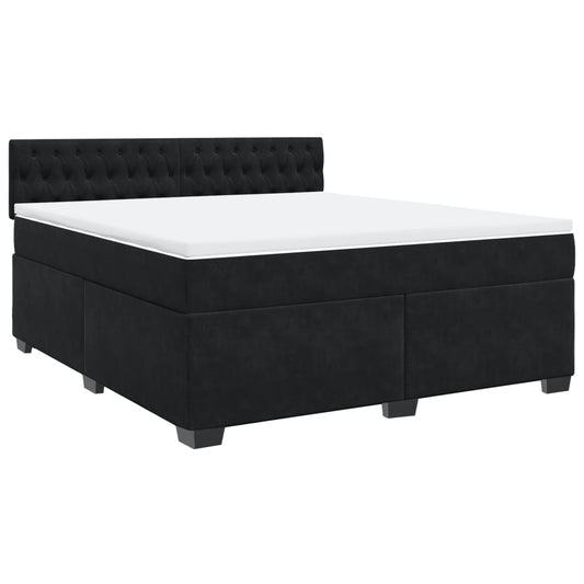 vidaXL Κρεβάτι Boxspring με Στρώμα Μαύρο 180x200 εκ. Βελούδινο