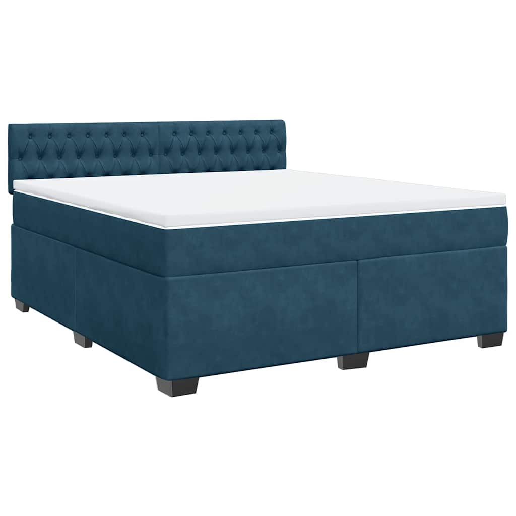 vidaXL Κρεβάτι Boxspring με Στρώμα Μπλε 180x200 εκ. Βελούδινο