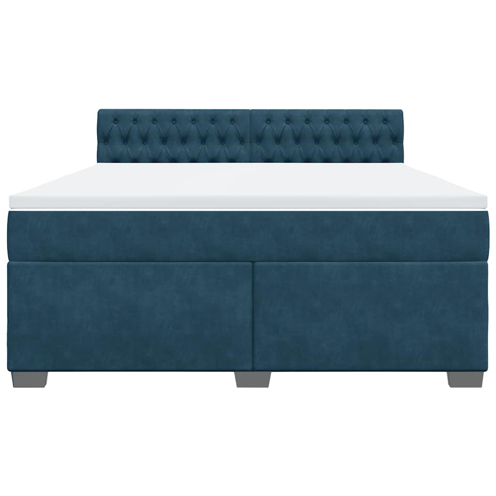 vidaXL Κρεβάτι Boxspring με Στρώμα Μπλε 180x200 εκ. Βελούδινο