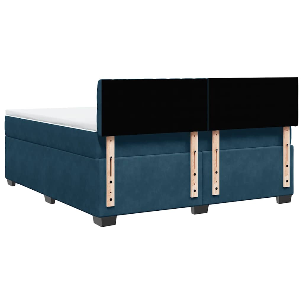 vidaXL Κρεβάτι Boxspring με Στρώμα Μπλε 180x200 εκ. Βελούδινο