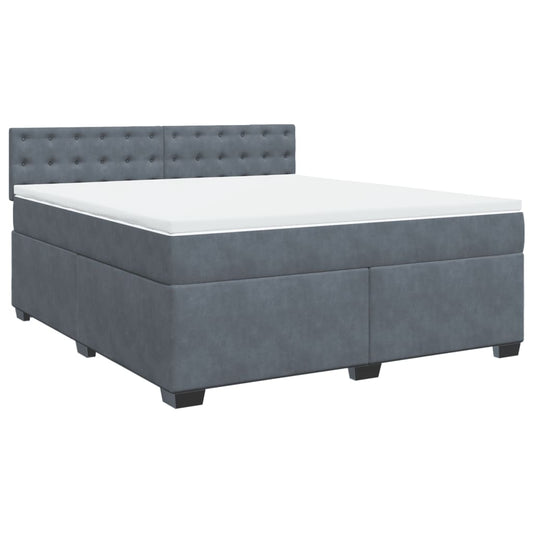 vidaXL Κρεβάτι Boxspring με Στρώμα Σκούρο Γκρι 180x200 εκ. Βελούδινο