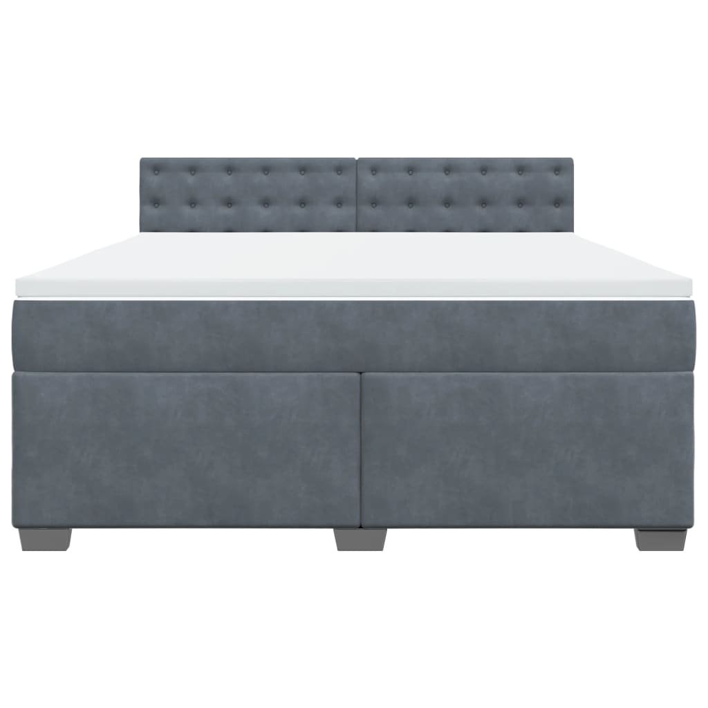 vidaXL Κρεβάτι Boxspring με Στρώμα Σκούρο Γκρι 180x200 εκ. Βελούδινο