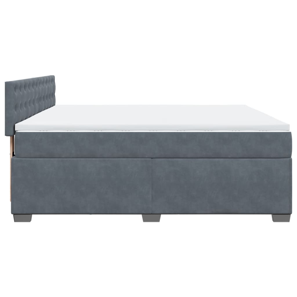 vidaXL Κρεβάτι Boxspring με Στρώμα Σκούρο Γκρι 180x200 εκ. Βελούδινο
