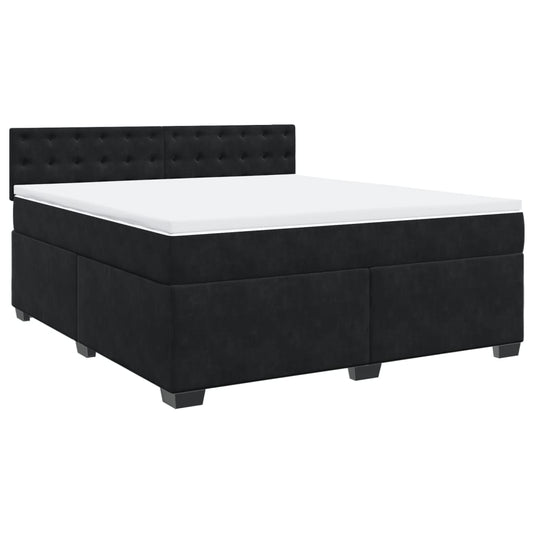 vidaXL Κρεβάτι Boxspring με Στρώμα Μαύρο 180x200 εκ. Βελούδινο