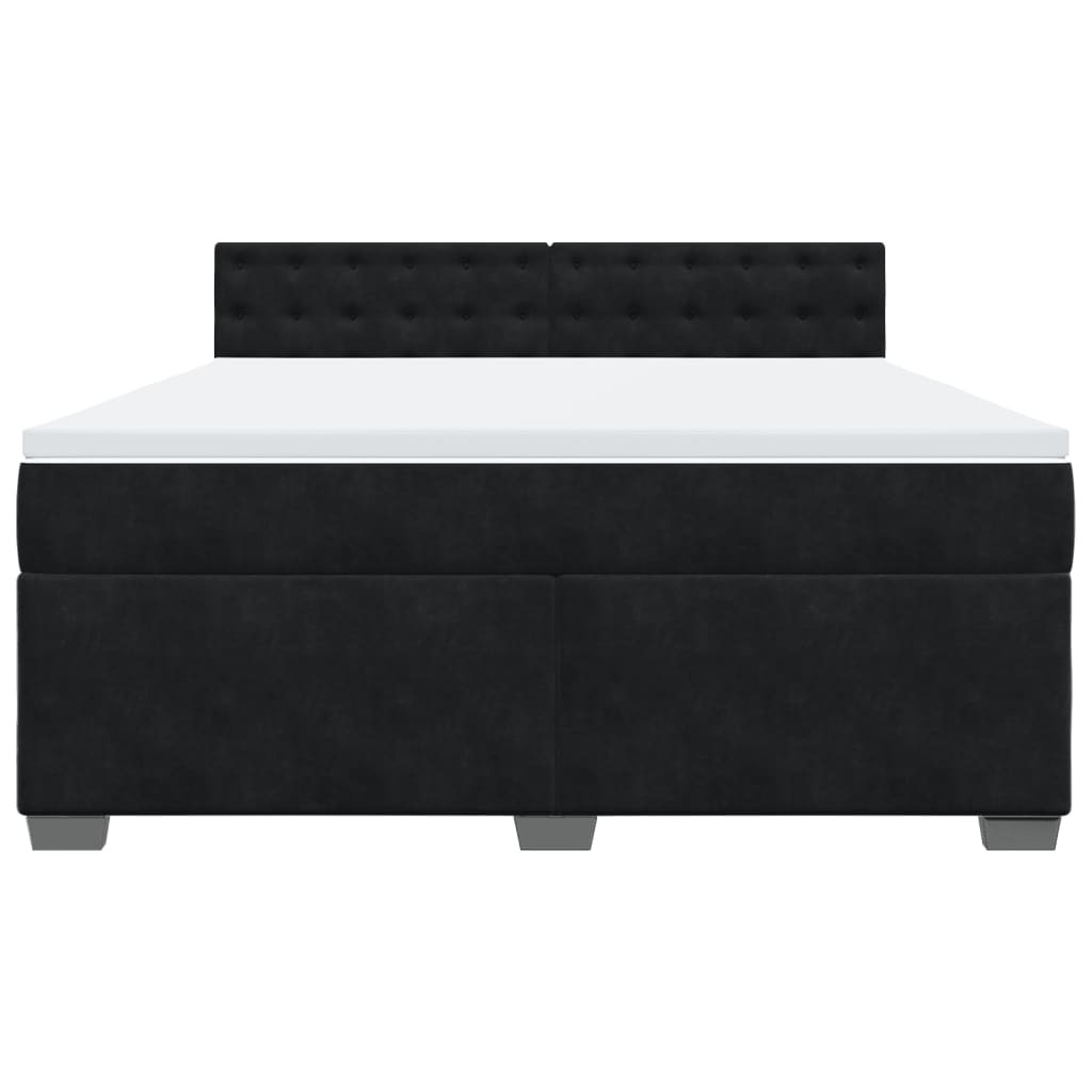 vidaXL Κρεβάτι Boxspring με Στρώμα Μαύρο 180x200 εκ. Βελούδινο