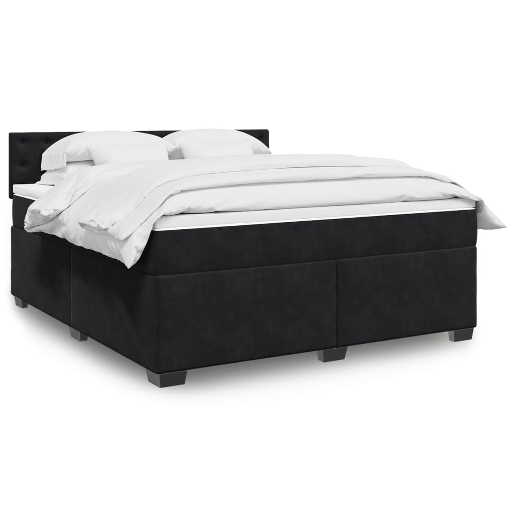 vidaXL Κρεβάτι Boxspring με Στρώμα Μαύρο 180x200 εκ. Βελούδινο