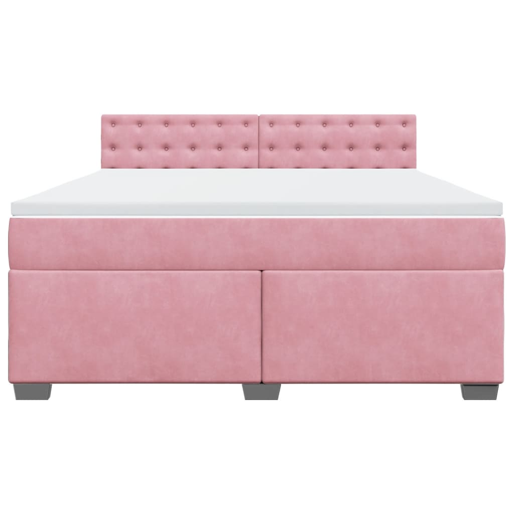 vidaXL Κρεβάτι Boxspring με Στρώμα Ροζ 180x200 εκ. Βελούδινο