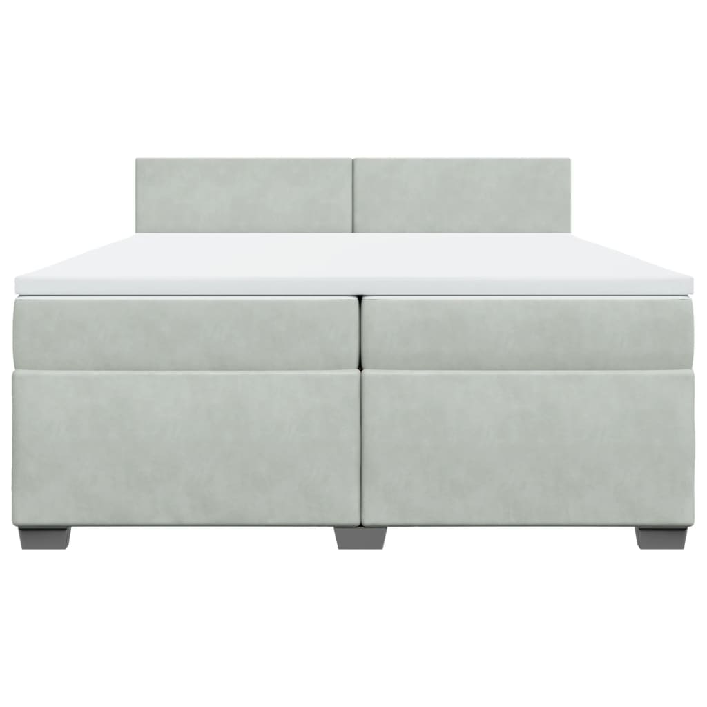 vidaXL Κρεβάτι Boxspring με Στρώμα Ανοιχτό Γκρι 200x200 εκ. Βελούδινο