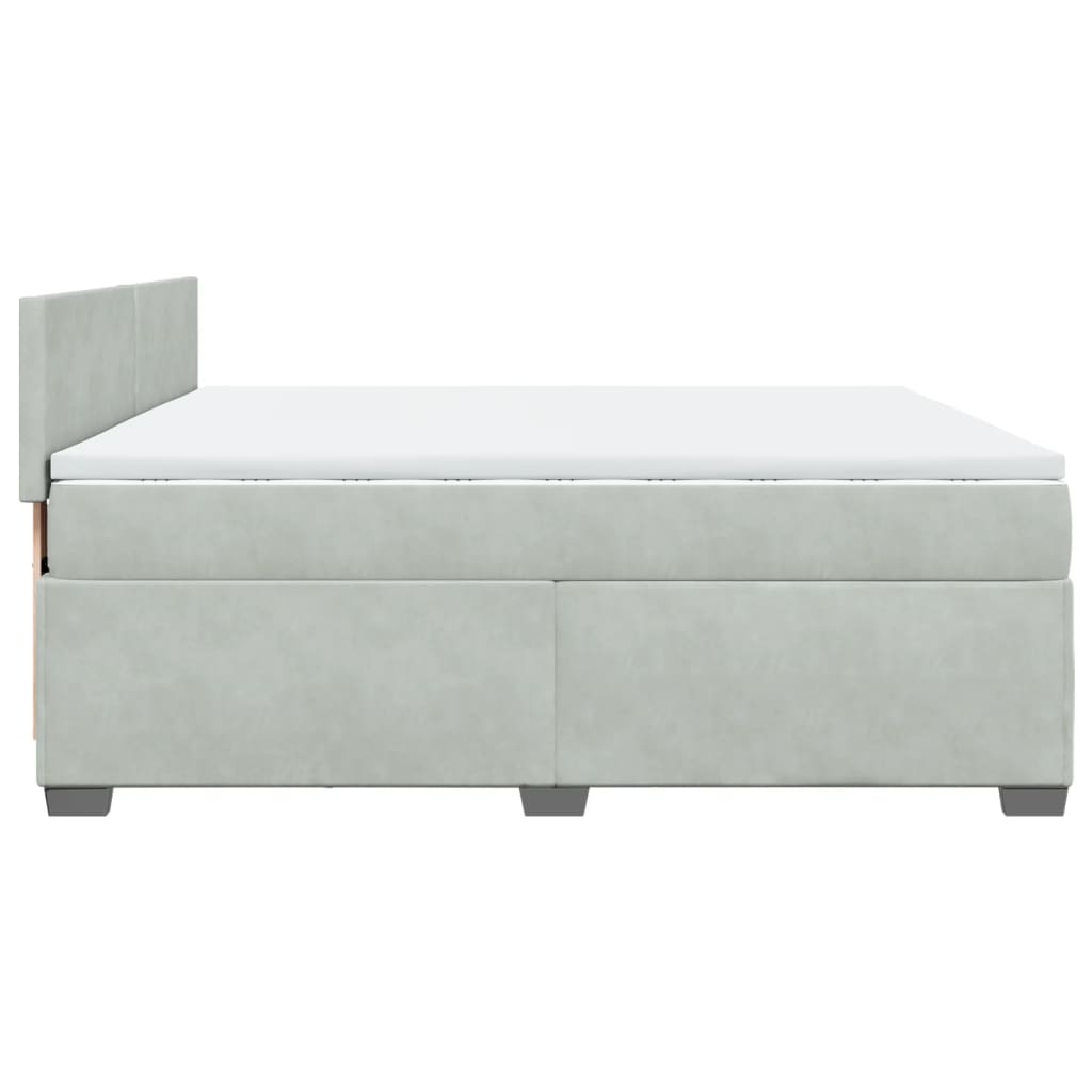 vidaXL Κρεβάτι Boxspring με Στρώμα Ανοιχτό Γκρι 200x200 εκ. Βελούδινο