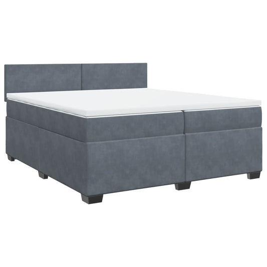 vidaXL Κρεβάτι Boxspring με Στρώμα Σκούρο Γκρι 200x200 εκ. Βελούδινο