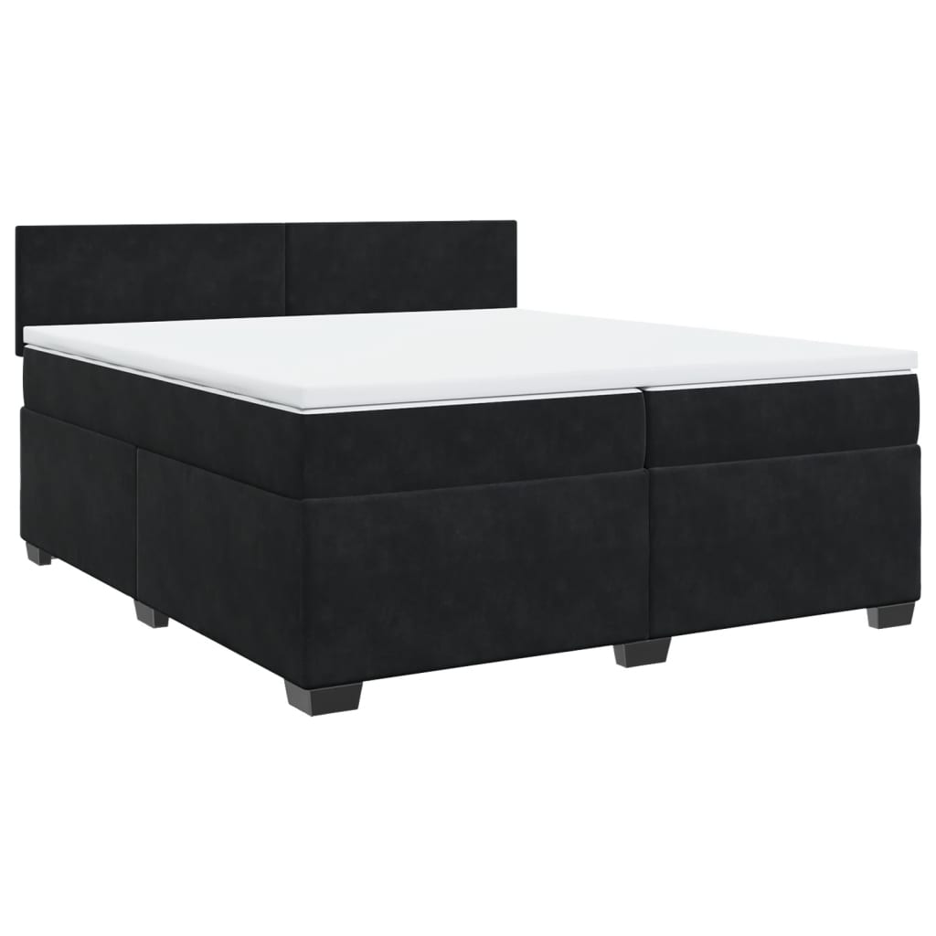 vidaXL Κρεβάτι Boxspring με Στρώμα Μαύρο 200x200 εκ. Βελούδινο