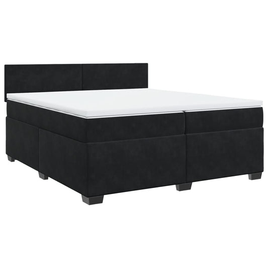 vidaXL Κρεβάτι Boxspring με Στρώμα Μαύρο 200x200 εκ. Βελούδινο