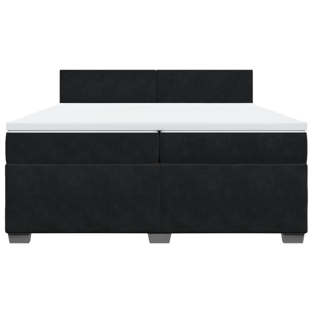 vidaXL Κρεβάτι Boxspring με Στρώμα Μαύρο 200x200 εκ. Βελούδινο