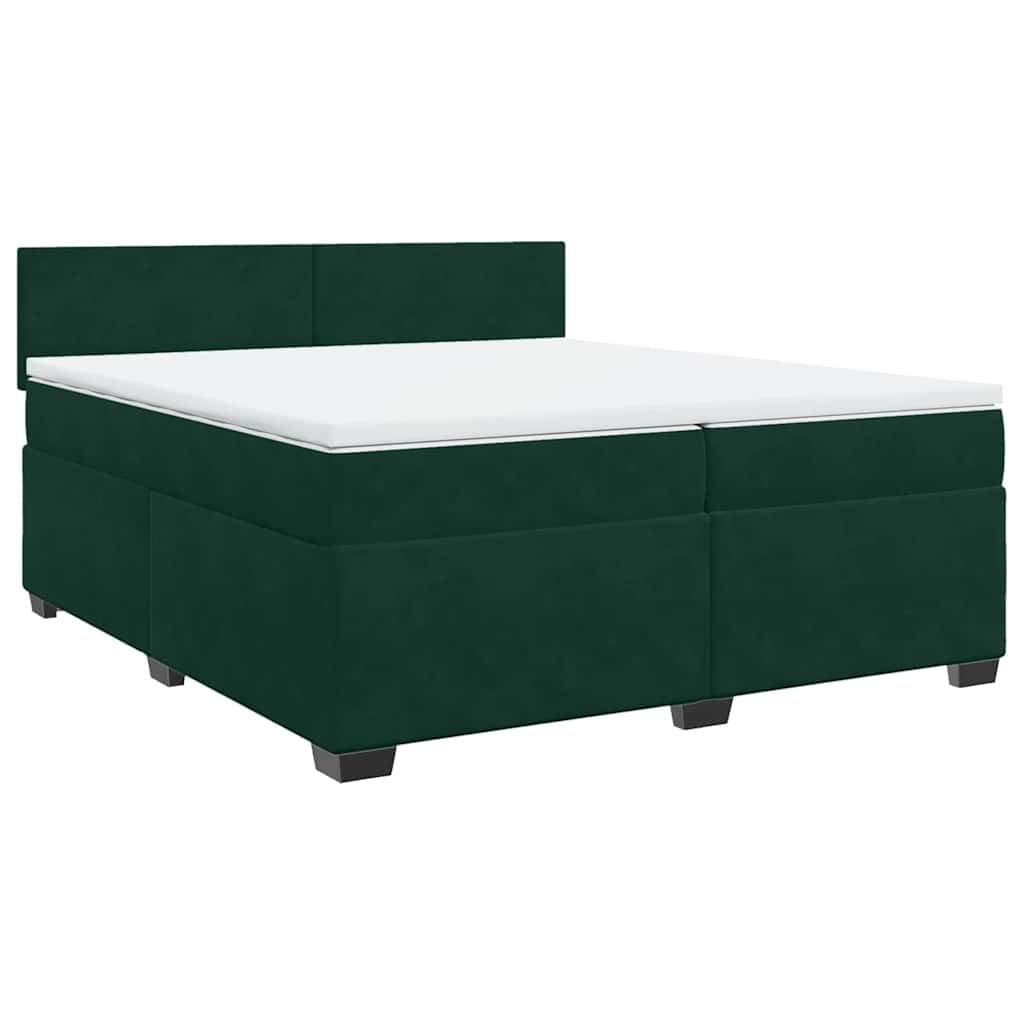 vidaXL Κρεβάτι Boxspring με Στρώμα Σκούρο Πράσινο 200x200εκ. Βελούδινο