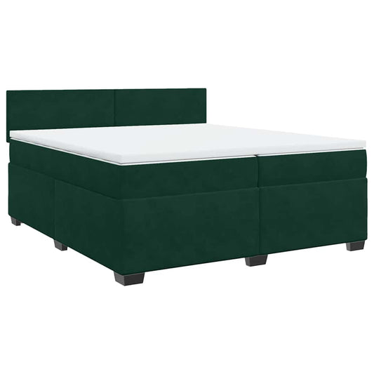 vidaXL Κρεβάτι Boxspring με Στρώμα Σκούρο Πράσινο 200x200εκ. Βελούδινο