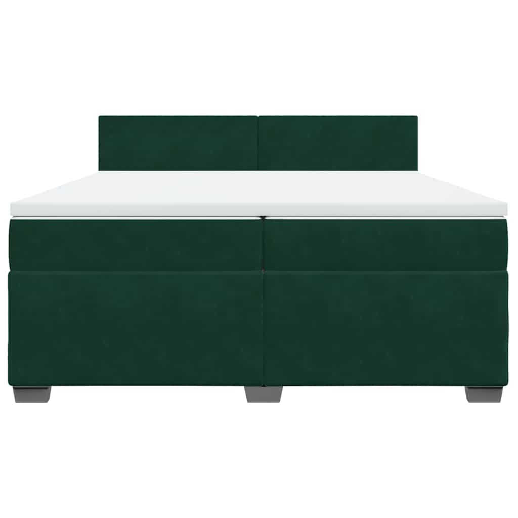 vidaXL Κρεβάτι Boxspring με Στρώμα Σκούρο Πράσινο 200x200εκ. Βελούδινο