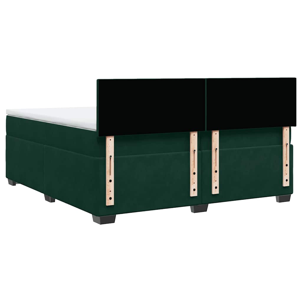 vidaXL Κρεβάτι Boxspring με Στρώμα Σκούρο Πράσινο 200x200εκ. Βελούδινο