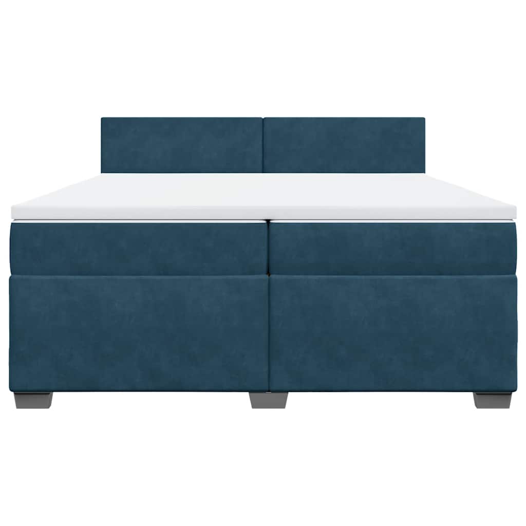 vidaXL Κρεβάτι Boxspring με Στρώμα Σκούρο Μπλε 200x200 εκ. Βελούδινο