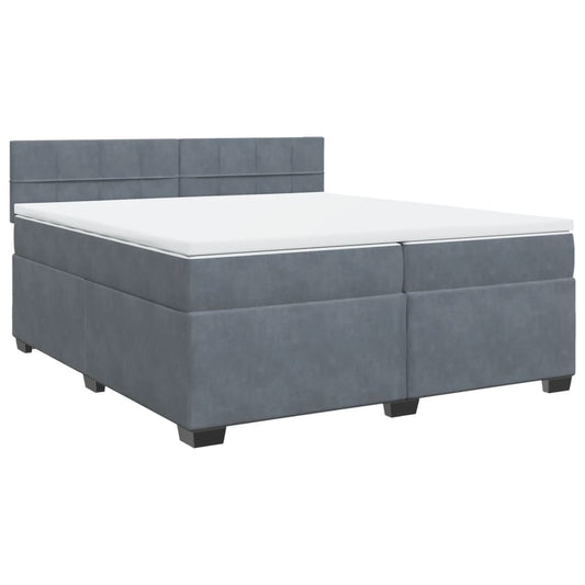 vidaXL Κρεβάτι Boxspring με Στρώμα Σκούρο Γκρι 200x200 εκ. Βελούδινο