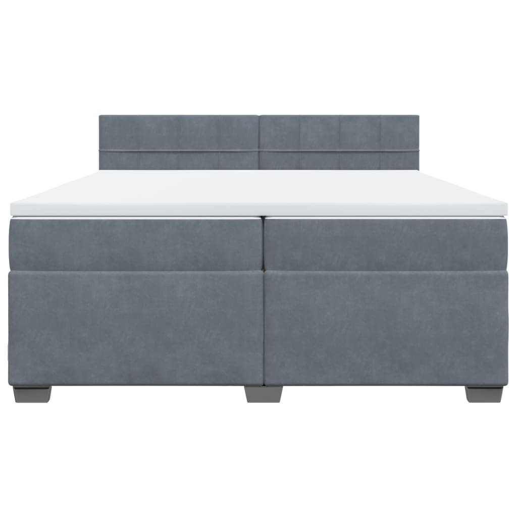 vidaXL Κρεβάτι Boxspring με Στρώμα Σκούρο Γκρι 200x200 εκ. Βελούδινο