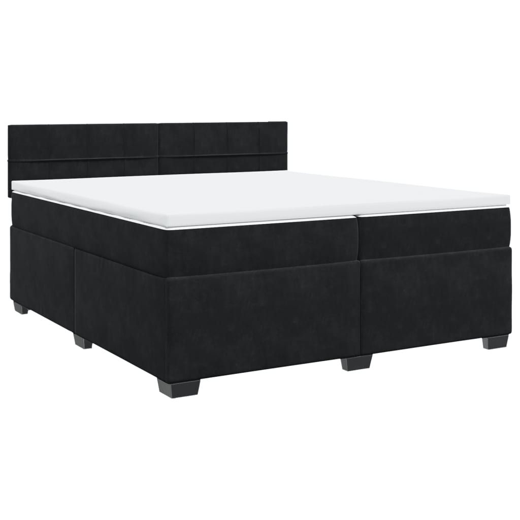 vidaXL Κρεβάτι Boxspring με Στρώμα Μαύρο 200x200 εκ. Βελούδινο