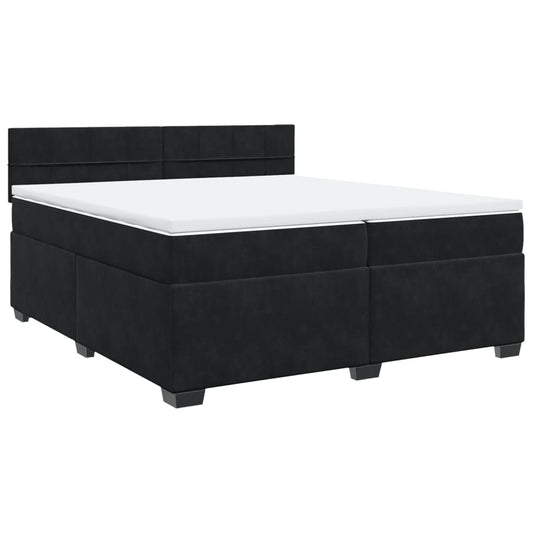 vidaXL Κρεβάτι Boxspring με Στρώμα Μαύρο 200x200 εκ. Βελούδινο
