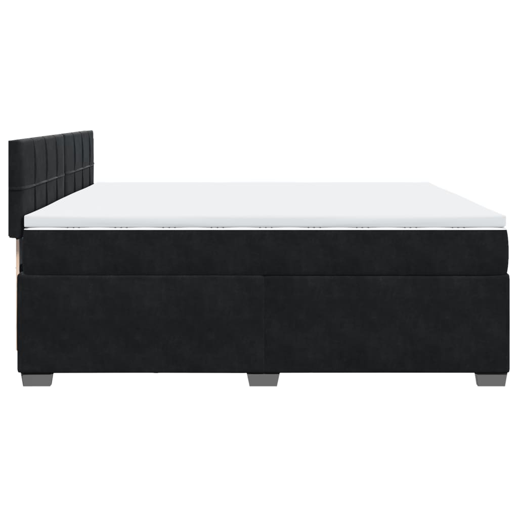 vidaXL Κρεβάτι Boxspring με Στρώμα Μαύρο 200x200 εκ. Βελούδινο