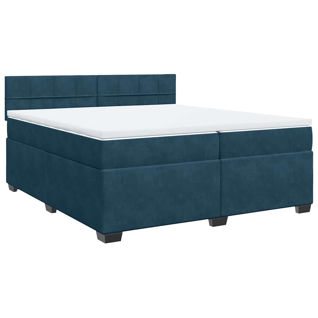 vidaXL Κρεβάτι Boxspring με Στρώμα Μπλε 200x200 εκ. Βελούδινο