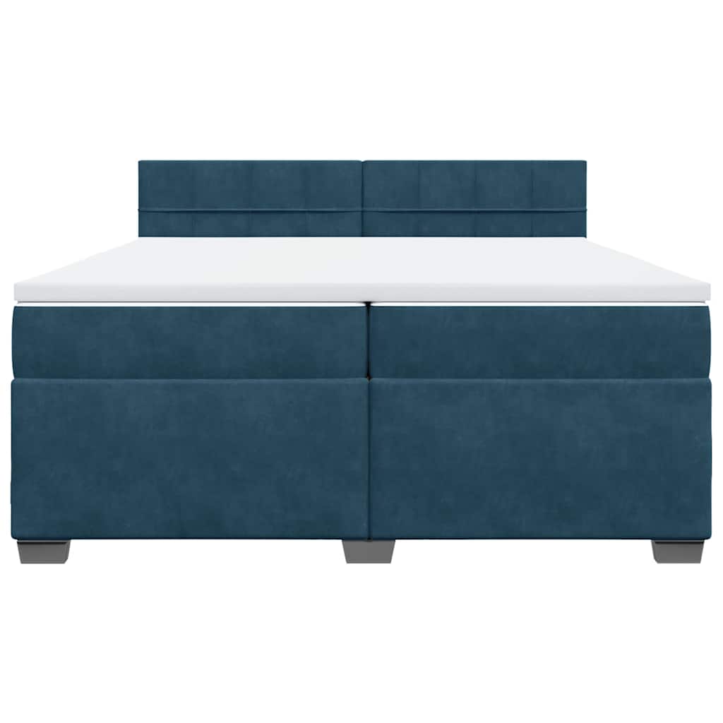 vidaXL Κρεβάτι Boxspring με Στρώμα Μπλε 200x200 εκ. Βελούδινο