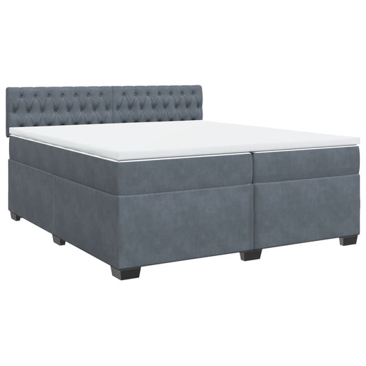vidaXL Κρεβάτι Boxspring με Στρώμα Σκούρο Γκρι 200x200 εκ. Βελούδινο