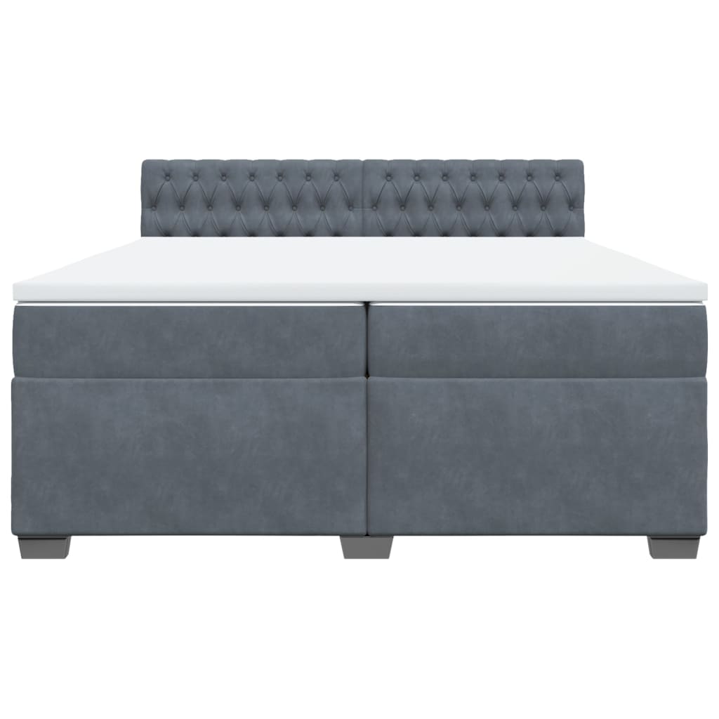 vidaXL Κρεβάτι Boxspring με Στρώμα Σκούρο Γκρι 200x200 εκ. Βελούδινο
