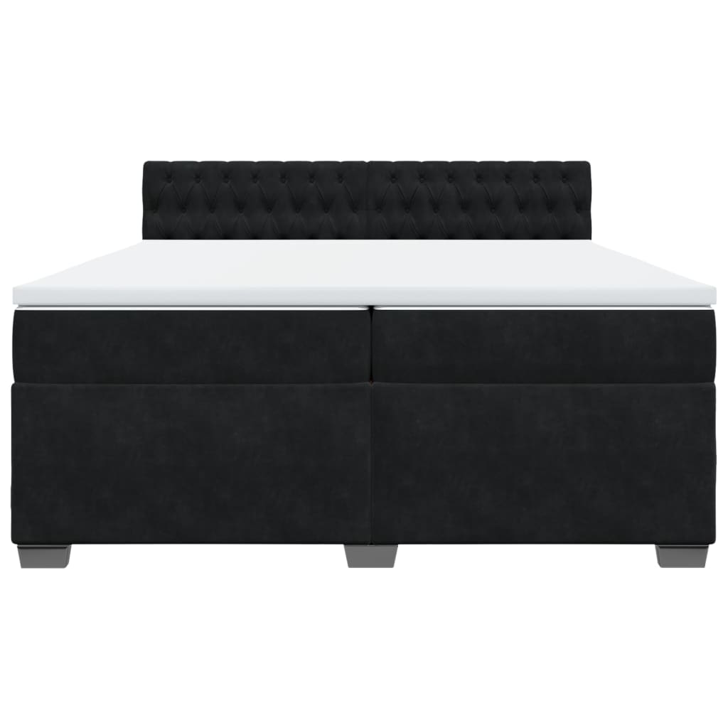vidaXL Κρεβάτι Boxspring με Στρώμα Μαύρο 200x200 εκ. Βελούδινο
