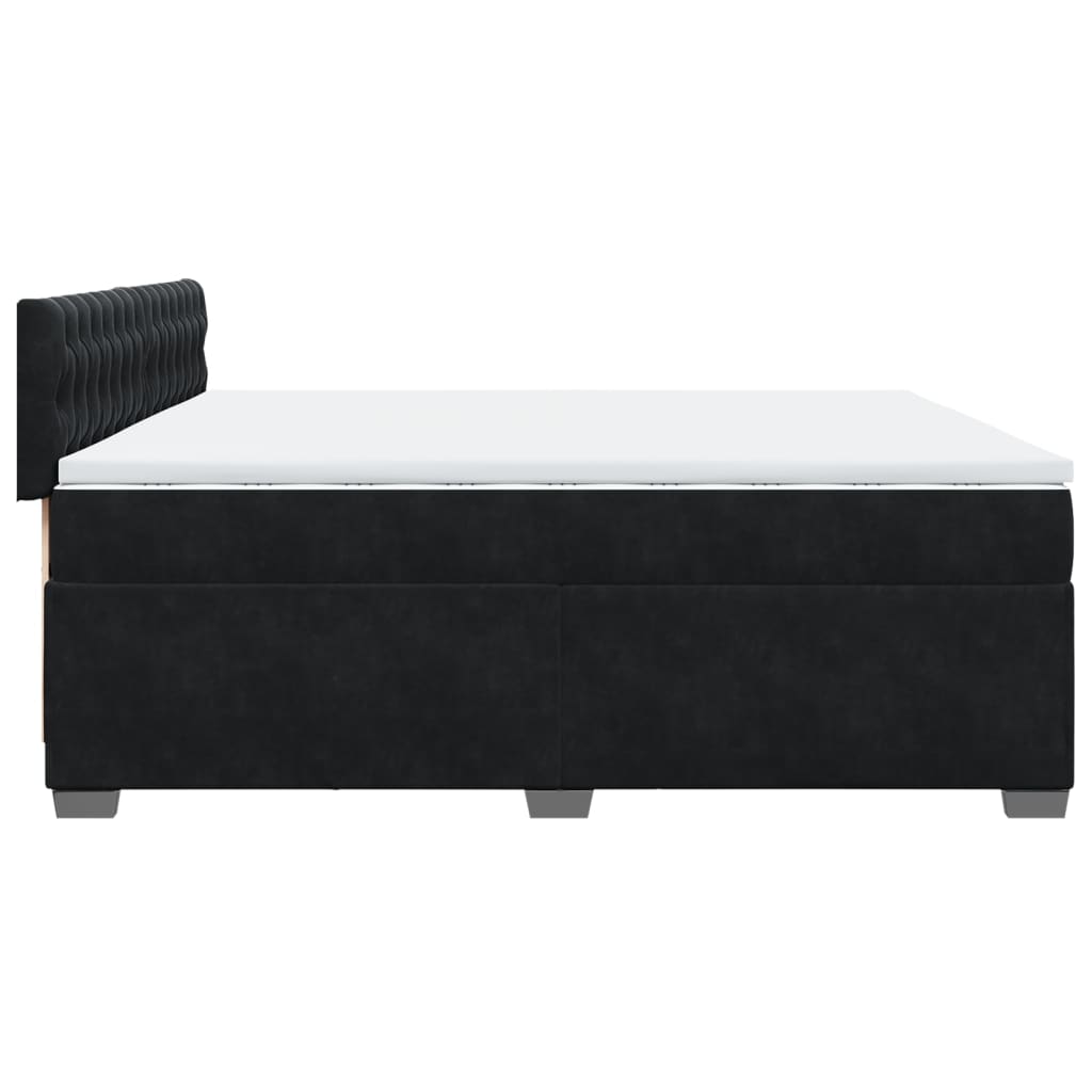 vidaXL Κρεβάτι Boxspring με Στρώμα Μαύρο 200x200 εκ. Βελούδινο
