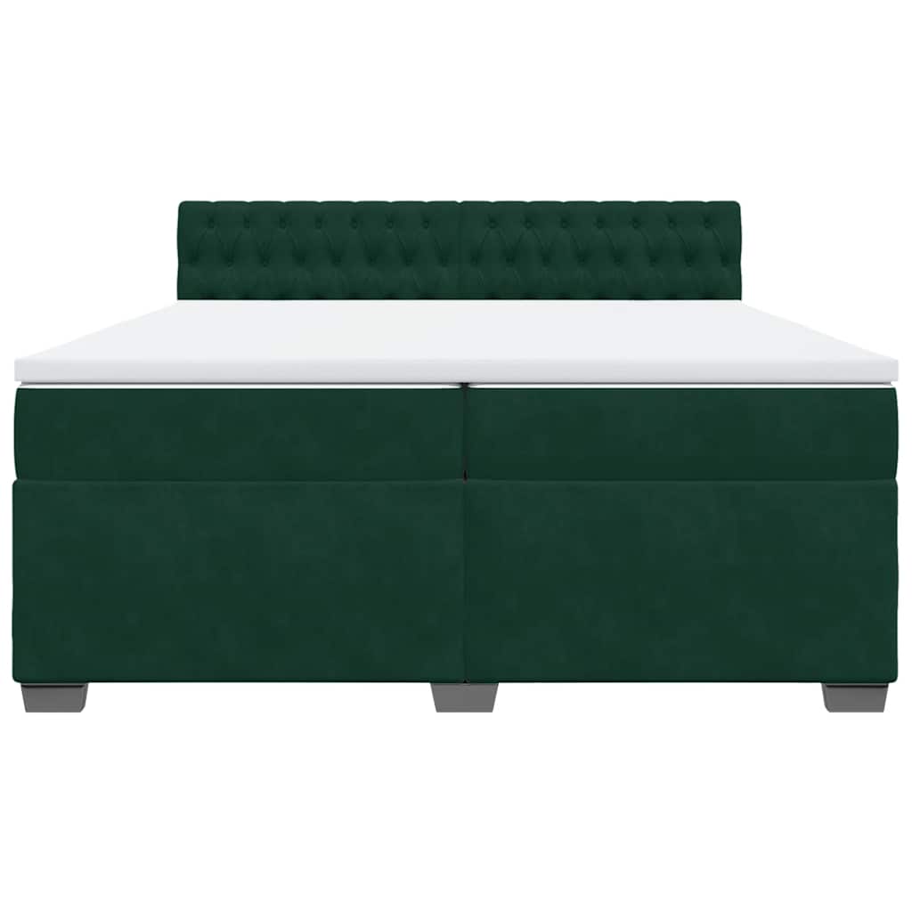 vidaXL Κρεβάτι Boxspring με Στρώμα Σκούρο Πράσινο 200x200εκ. Βελούδινο