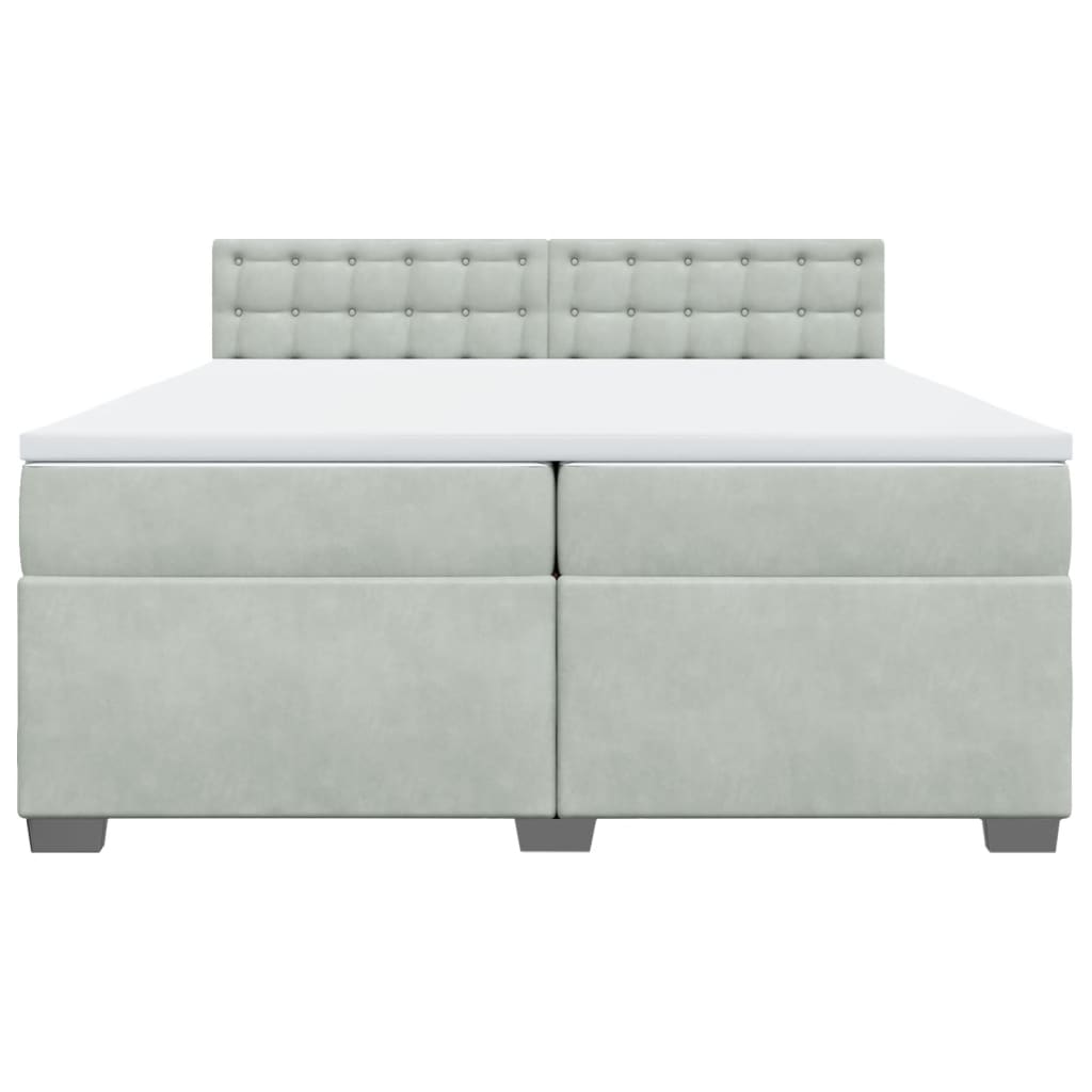 vidaXL Κρεβάτι Boxspring με Στρώμα Ανοιχτό Γκρι 200x200 εκ. Βελούδινο