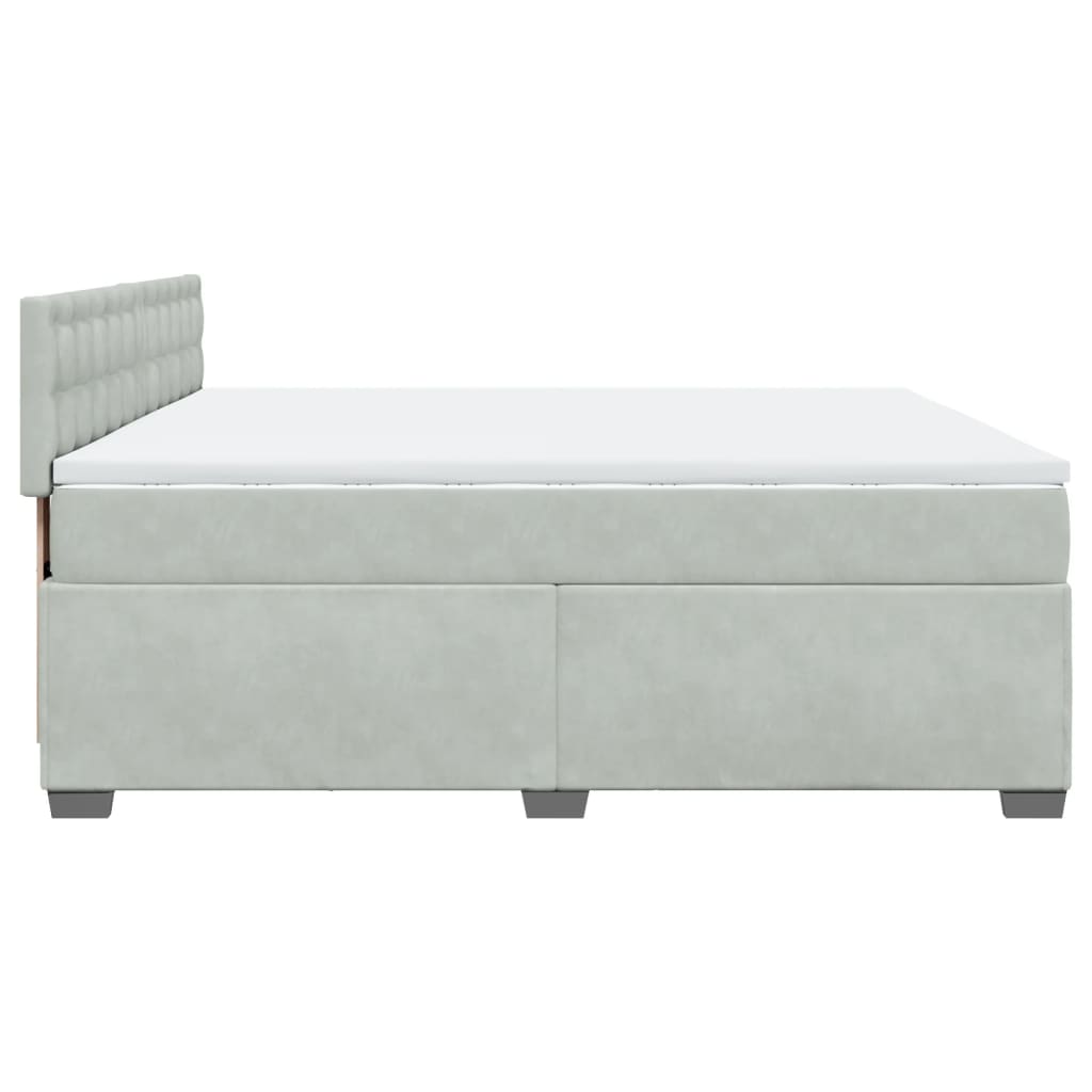 vidaXL Κρεβάτι Boxspring με Στρώμα Ανοιχτό Γκρι 200x200 εκ. Βελούδινο