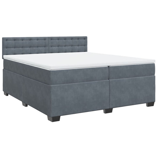 vidaXL Κρεβάτι Boxspring με Στρώμα Σκούρο Γκρι 200x200 εκ. Βελούδινο