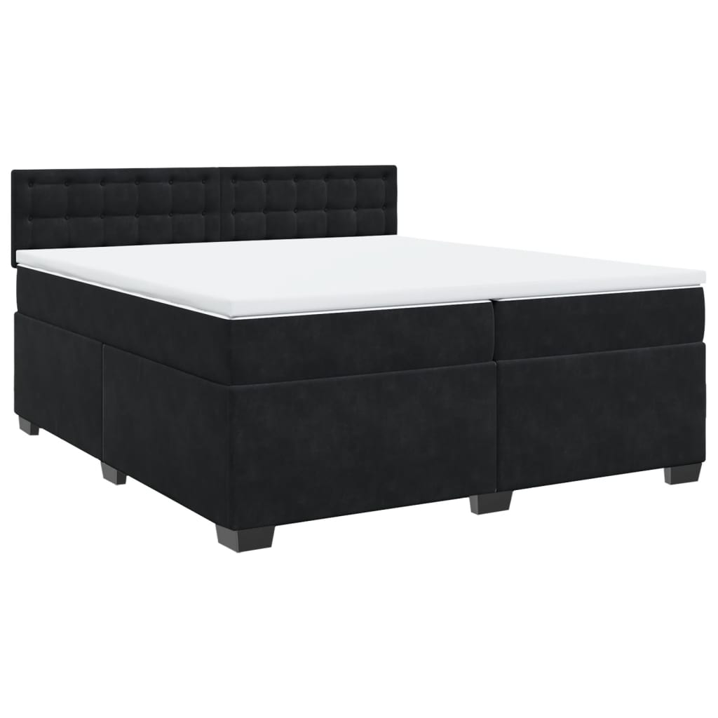vidaXL Κρεβάτι Boxspring με Στρώμα Μαύρο 200x200 εκ. Βελούδινο