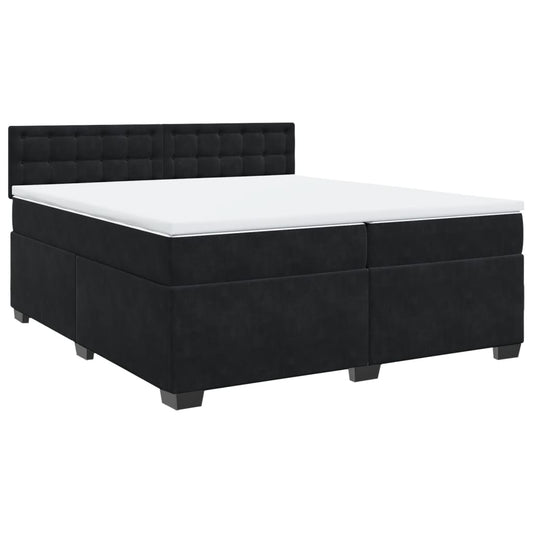 vidaXL Κρεβάτι Boxspring με Στρώμα Μαύρο 200x200 εκ. Βελούδινο