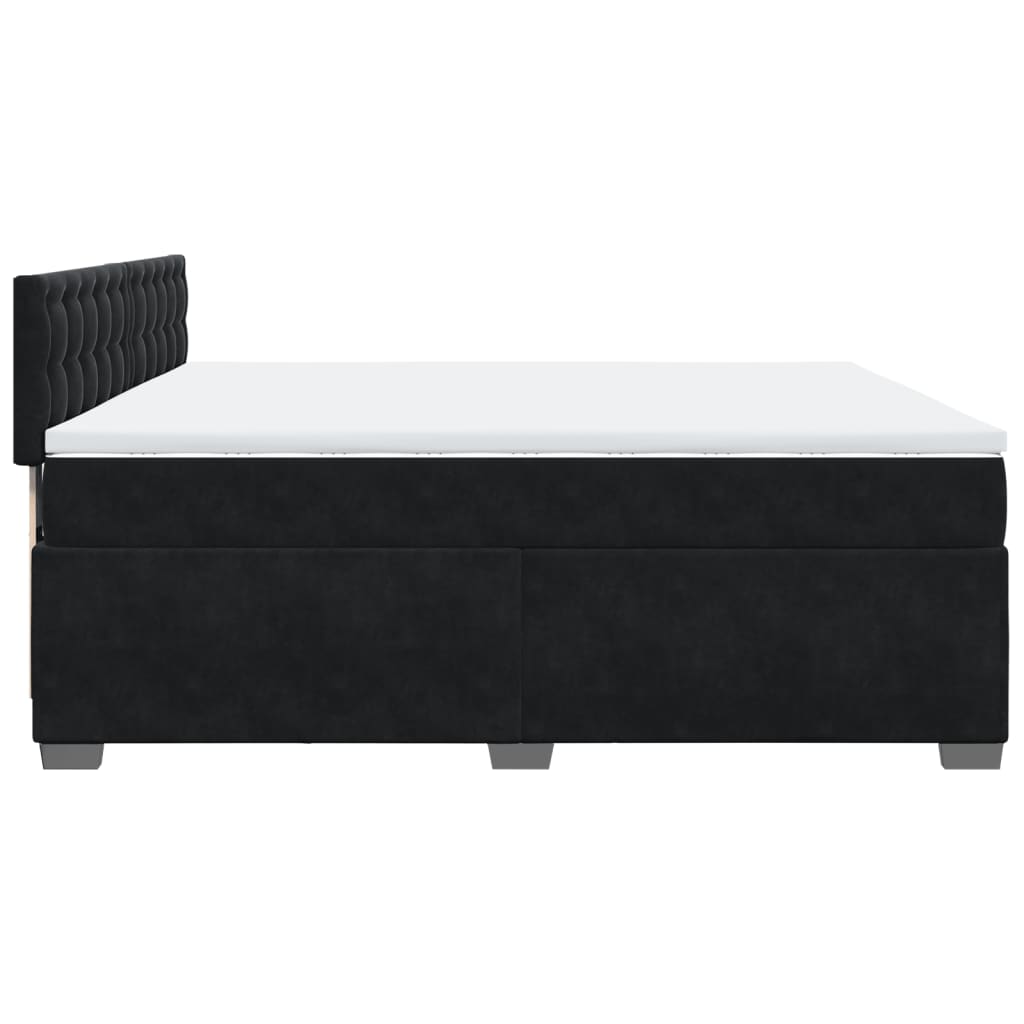 vidaXL Κρεβάτι Boxspring με Στρώμα Μαύρο 200x200 εκ. Βελούδινο